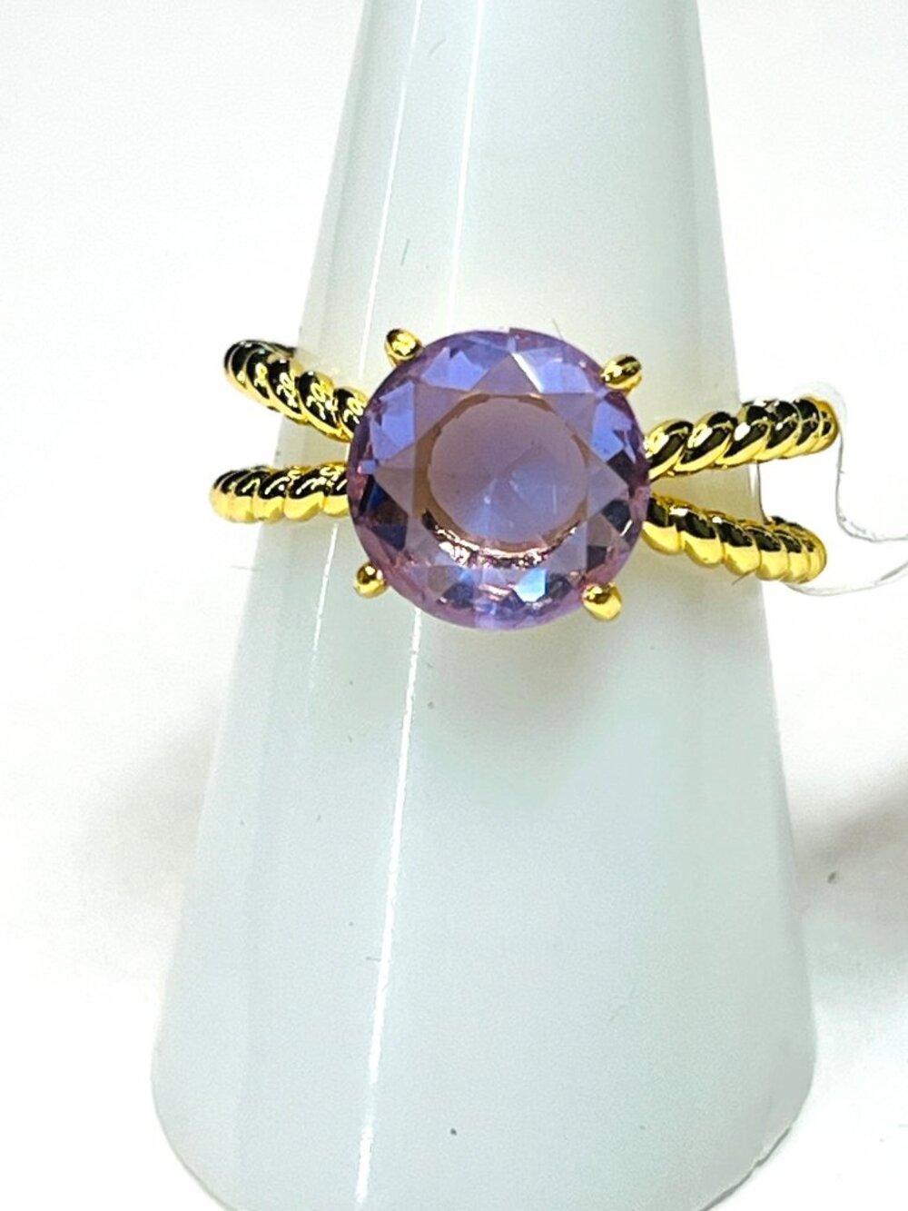 Ring Bomb Party Ring, size 8, purple gemstone, gold color band